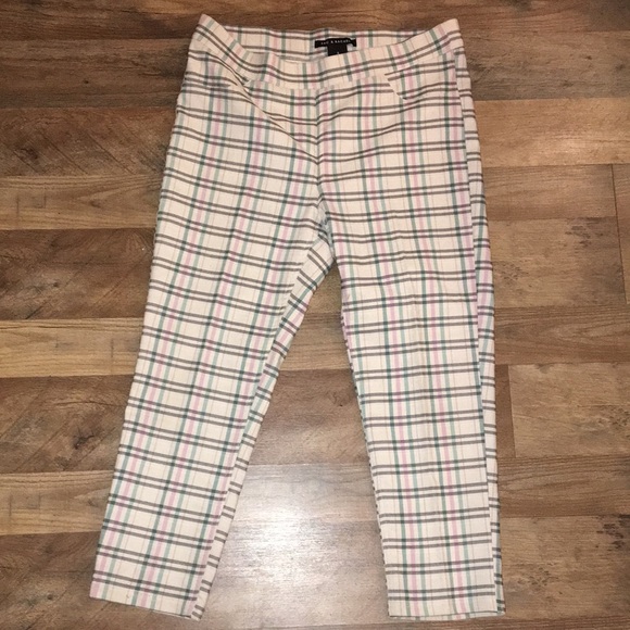 Pastel Grid Patterned Pull On Pant Trousers Career Office Casual Church Size 8 - Picture 9 of 10